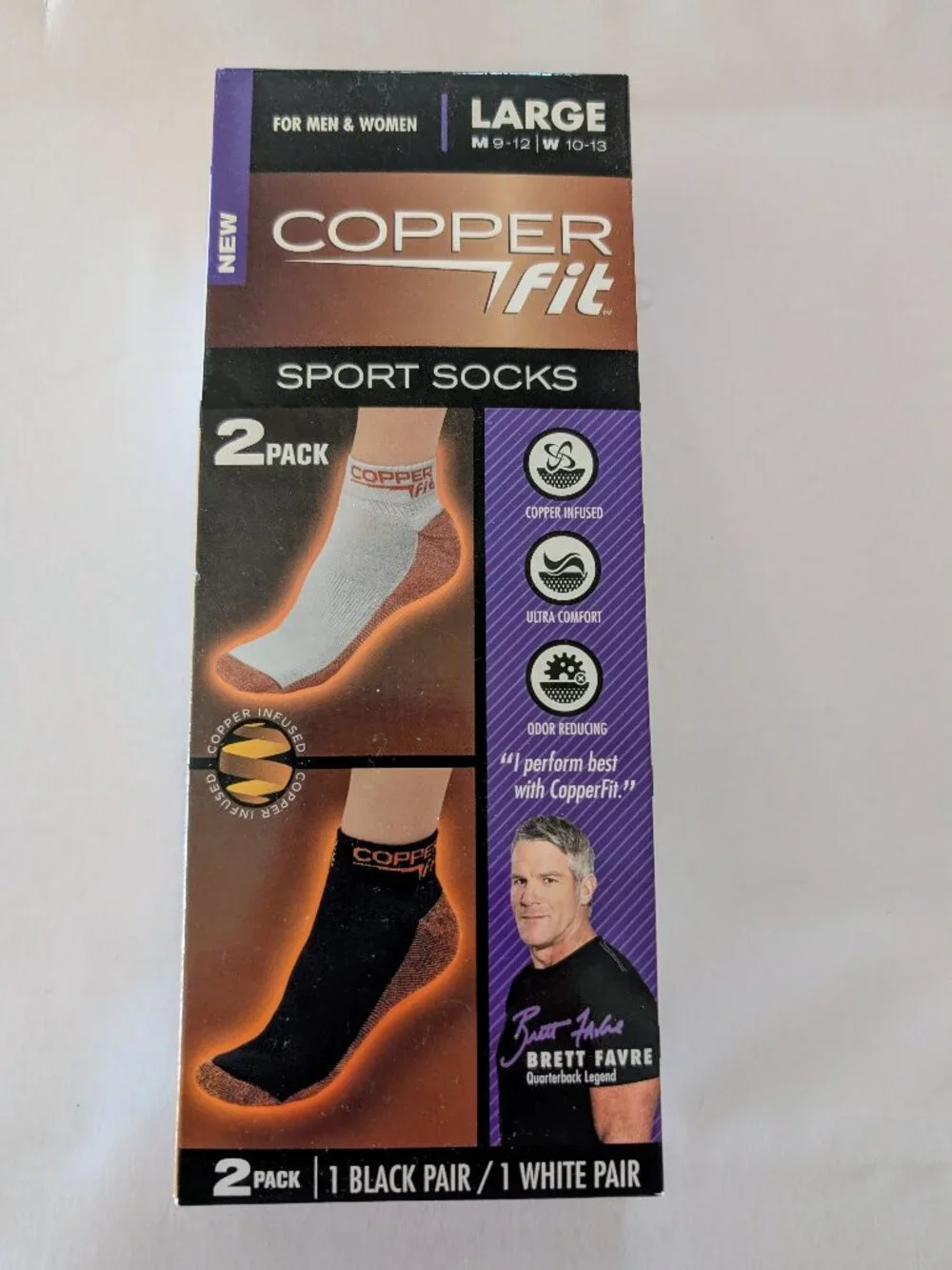 New in Box Large Size Copper Fit Sport Socks As Seen On TV